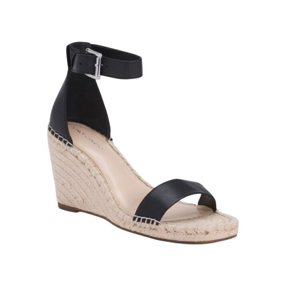 Vince Camuto Womens Black Tan Leather Wedge Espadrille Sandals Sz 11 M New
